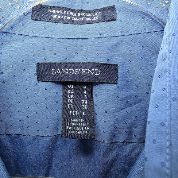Lands' End Blue 3/4 Sleeve Button Down, 4 - Picture 10 of 10